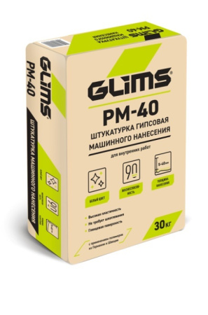 GLIMS®PM-40 gypsum plaster. Mechanical application