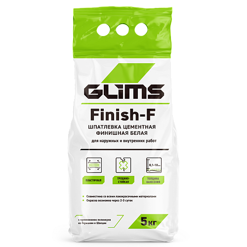 GLIMS Finish-F Шпатлевка цементная белая финишная 